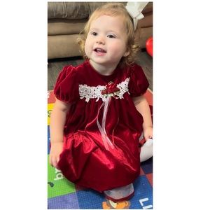 Rare Editions Red Velvet & Tulle Dress Size 18M